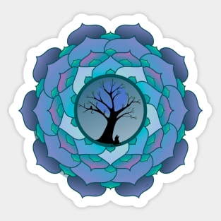 Cat Tree Of Life Lotus Sticker